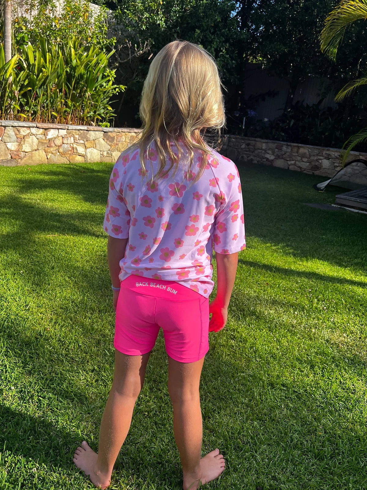 Carla Dinnage (Limited Edition) Pink Daisy - Rashie (Girls) Rashie - Back Beach Rd