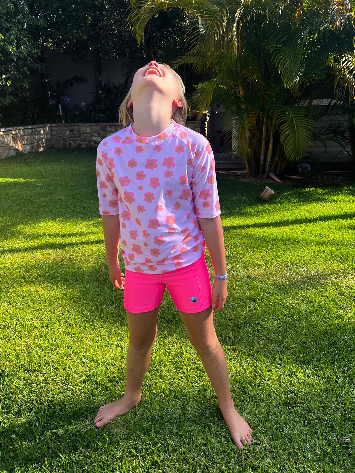 Carla Dinnage (Limited Edition) Pink Daisy - Rashie (Girls) Rashie - Back Beach Rd