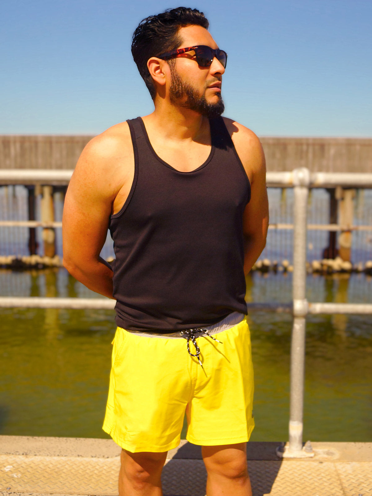 Gold Coast Yellow - Boardies (Mens) Board Shorts - Back Beach Rd