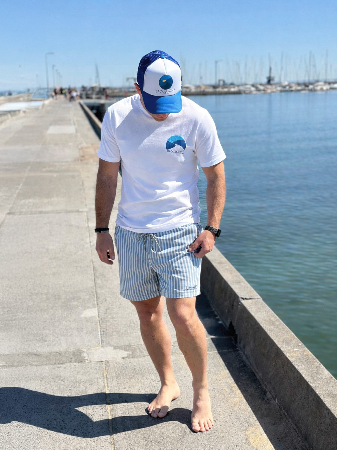 Mykonos Stripe - Boardies (Mens) Board Shorts - Back Beach Rd