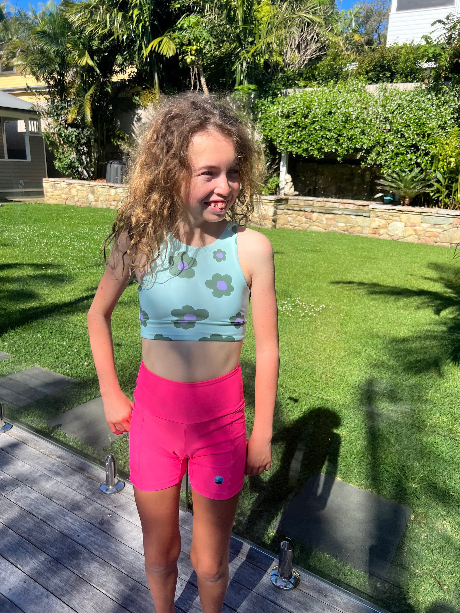 Neon Pink - Short Legging (Girls) Legging - Back Beach Rd