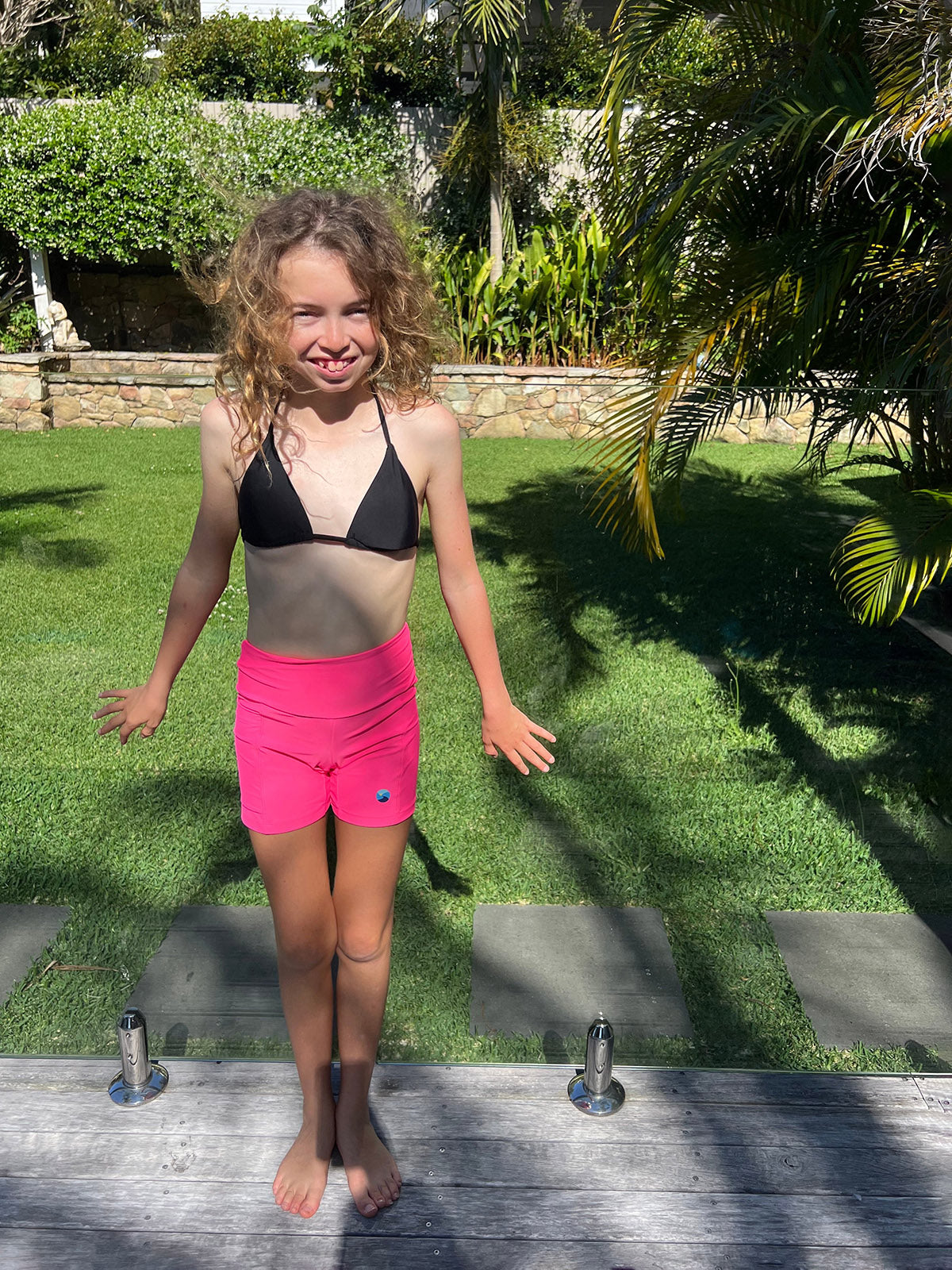 Neon Pink - Short Legging (Girls) Legging - Back Beach Rd