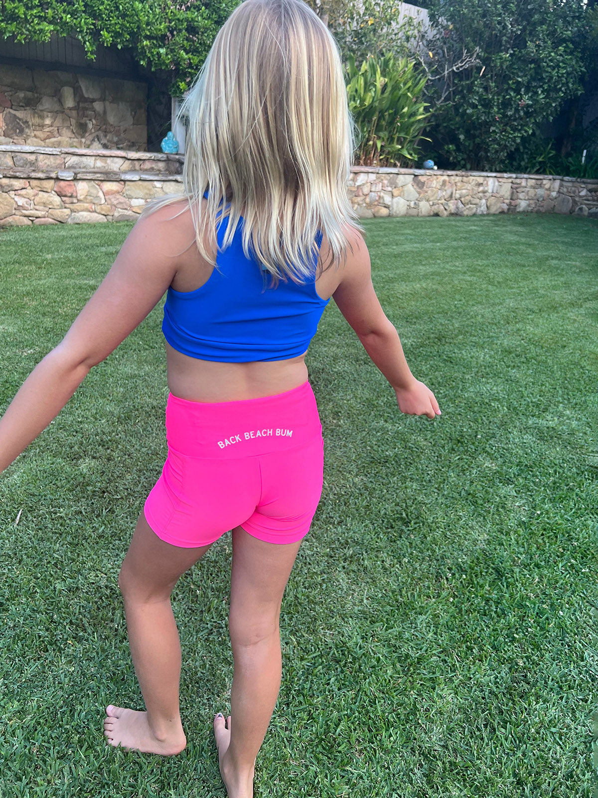 Neon Pink - Short Legging (Girls) Legging - Back Beach Rd
