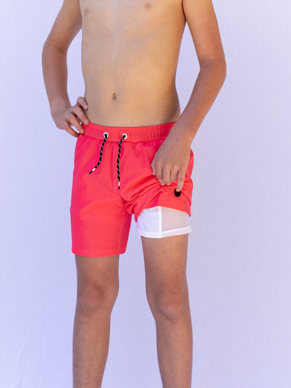 Portsea Red - Teen Boys Board Shorts - Back Beach Rd